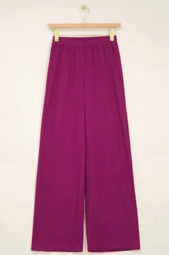 Pantalon Large Violet Texturé