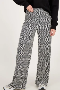 Pantalon Large Zigzag Noir Et Blanc