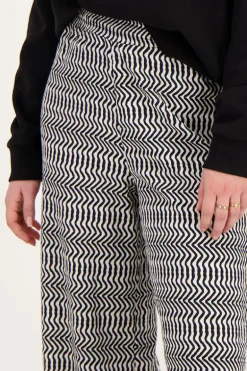 Pantalon Large Zigzag Noir Et Blanc