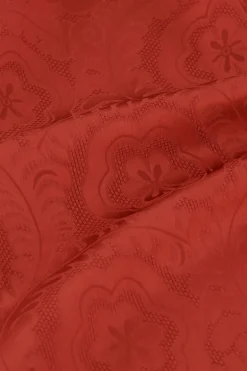 Pantalon Rouge Aspect Satiné Jaquard