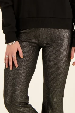 Pantalon évasé Métallique Noir