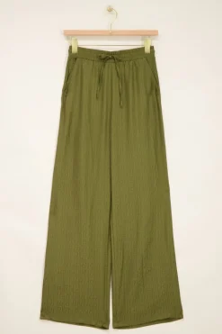 Pantalon évasé Vert Jacquard