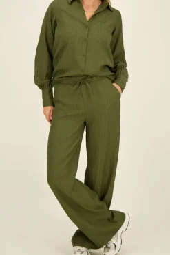 Pantalon évasé Vert Jacquard