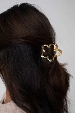Pince à Cheveux à Fleurs Dorées Torsadées