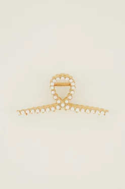 Pince à Cheveux Dorée Avec Perles