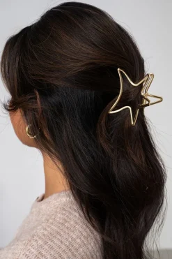 Pince à Cheveux Dorée Avec Grande étoile