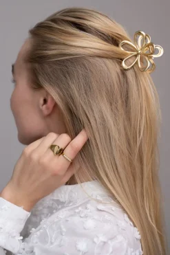 Pince à Cheveux En Forme De Fleur Dorée