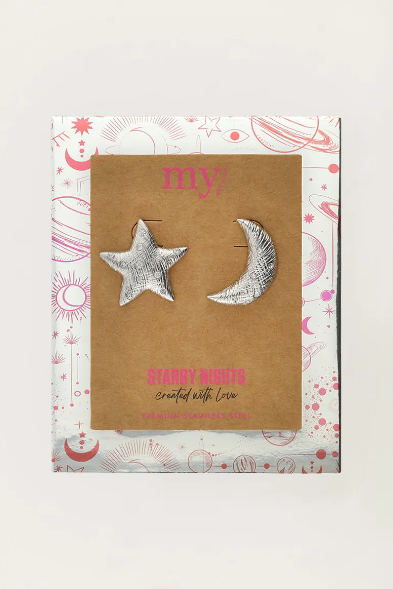 Puces D'oreilles Starry Avec Lune Et étoile