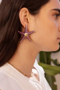 Puces D'oreilles Sunrocks étoiles De Mer Violettes