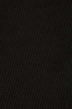 Pull à Col Roulé Côtelé Noir Avec Lurex