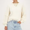 Pull Beige Avec Manches En Jacquard