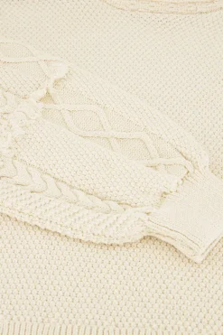 Pull Beige Avec Manches En Jacquard