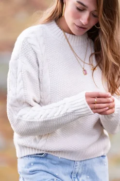 Pull Beige En Maille Tressée