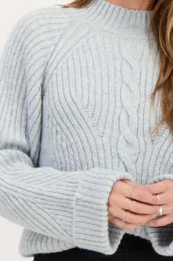 Pull Bleu Clair à Manches Retroussées