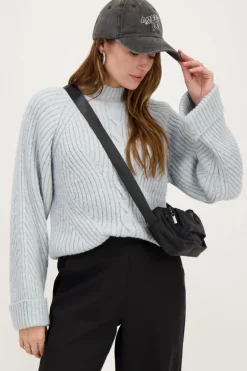 Pull Bleu Clair à Manches Retroussées