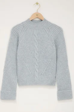 Pull Bleu Clair à Manches Retroussées