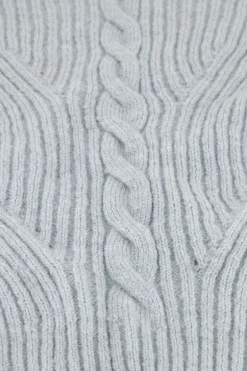 Pull Bleu Clair à Manches Retroussées