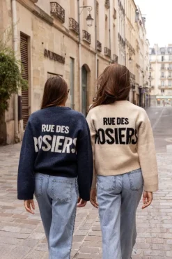 Pull Bleu Foncé "Rue Des Rosiers"