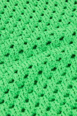 Pull Sans Manche Vert à Mailles Ouvertes