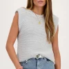 Pull Sans Manches En Lurex Argenté Avec épaulettes
