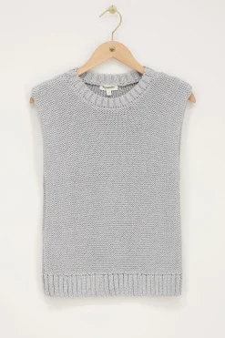 Pull Sans Manches En Lurex Argenté Avec épaulettes