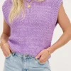 Pull Sans Manches En Maille Violet