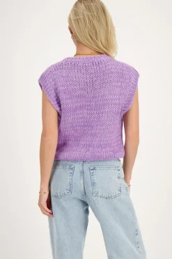 Pull Sans Manches En Maille Violet