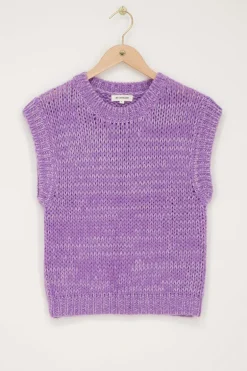 Pull Sans Manches En Maille Violet