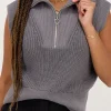 Pull Sans Manches Gris Avec Fermeture éclair