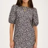 Robe à Imprimé Léopard Avec Nœuds Et Manches Bouffantes