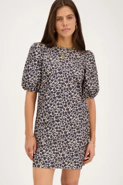 Robe à Imprimé Léopard Avec Nœuds Et Manches Bouffantes