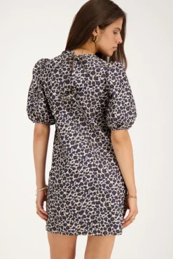 Robe à Imprimé Léopard Avec Nœuds Et Manches Bouffantes