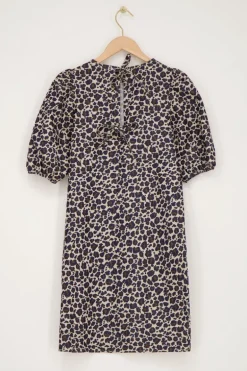 Robe à Imprimé Léopard Avec Nœuds Et Manches Bouffantes