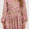 Robe Beige à Imprimé Fleuri Rose Et Vert