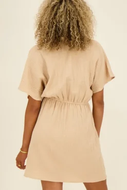 Robe Beige En Mousseline