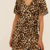 Robe Beige Portefeuille à Imprimé Bikini