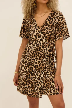 Robe Beige Portefeuille à Imprimé Bikini