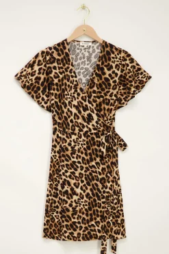 Robe Beige Portefeuille à Imprimé Bikini