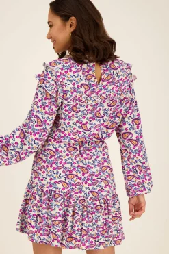 Robe Blanche Motif Cachemire