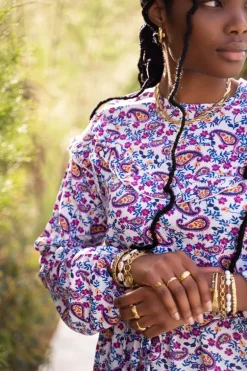 Robe Blanche Motif Cachemire