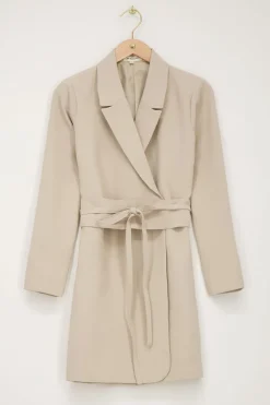 Robe Blazer Beige Avec Ceinture