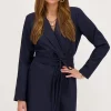 Robe Blazer Bleue Avec Cordon De Serrage