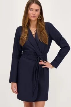 Robe Blazer Bleue Avec Cordon De Serrage