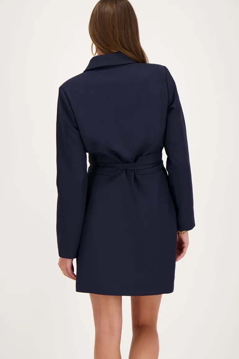 Robe Blazer Bleue Avec Cordon De Serrage