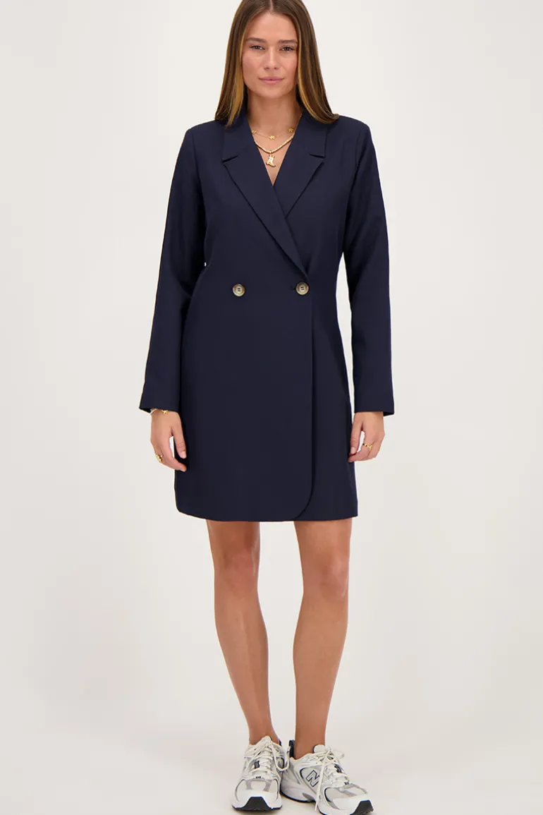 Robe Blazer Bleue Avec Cordon De Serrage