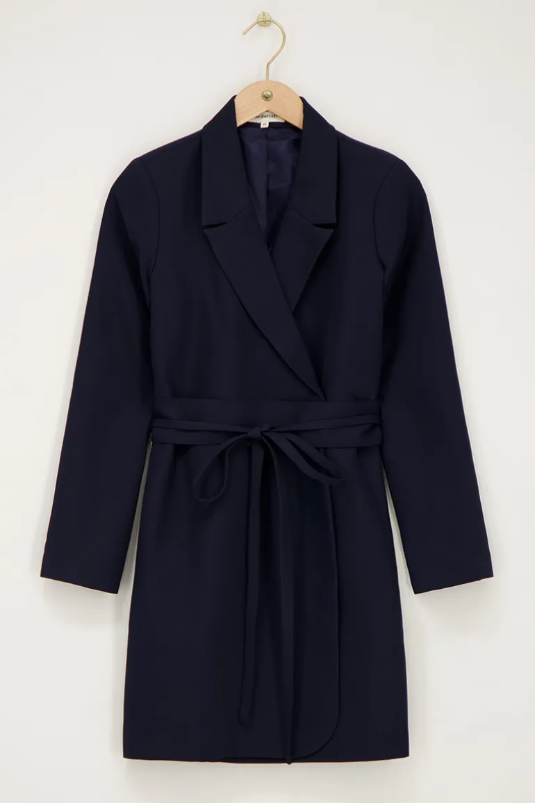 Robe Blazer Bleue Avec Cordon De Serrage