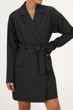 Robe Blazer Grise Avec Col à Revers