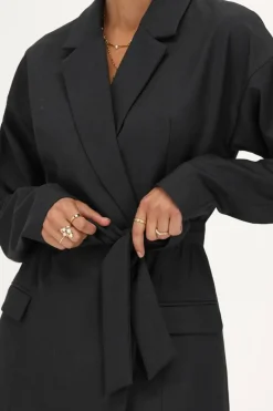 Robe Blazer Grise Avec Col à Revers
