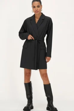 Robe Blazer Grise Avec Col à Revers
