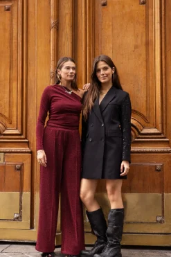 Robe Blazer Noire à Manches Pailletées